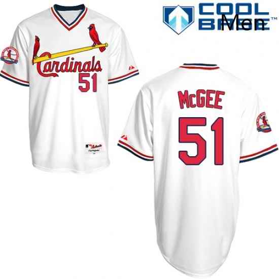 Mens Majestic St Louis Cardinals 51 Willie McGee Replica White 1982 Turn Back The Clock MLB Jersey